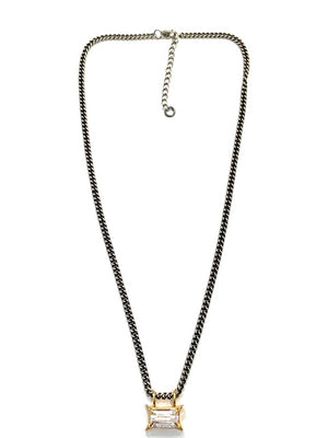 Erin Steele Jewelry Baby White Topaz On Oxidized Silver Curb Chain
