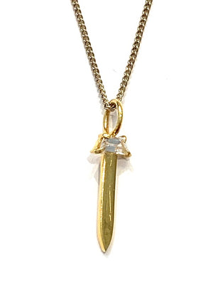 Erin Steele Jewelry White Topaz Dagger Charm Necklace