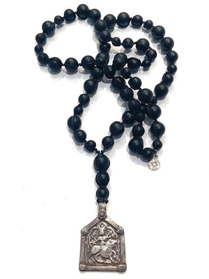 Brigitte Regula Antique Indian Silver Amulet Pendant Necklace, Durga