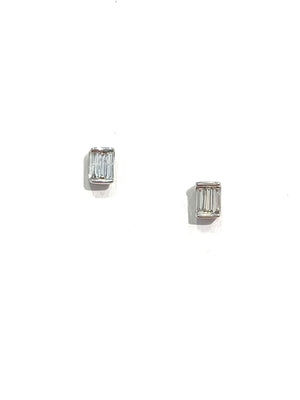 Corielle Domino Baguette Earrings In White Gold