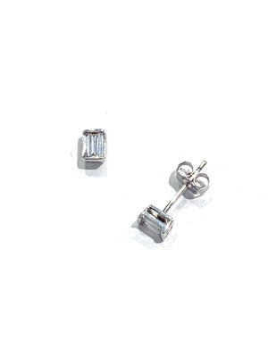 Corielle Domino Baguette Earrings In White Gold