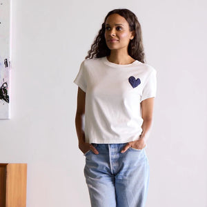 Kerri Rosenthal The Suke Tee Contrast Imperfect Heart, White