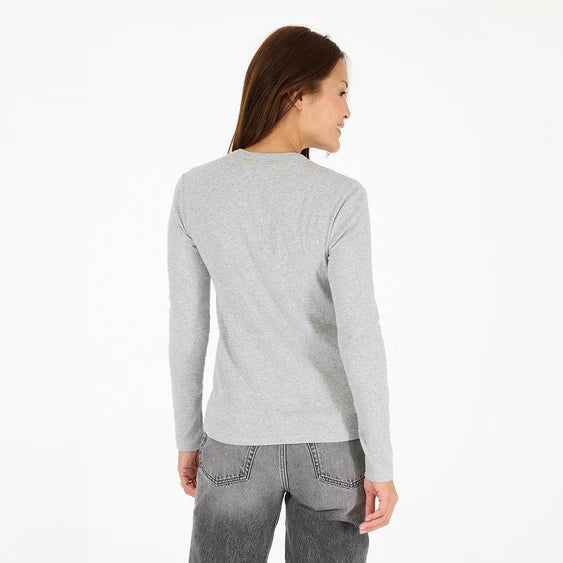 Kerri Rosenthal KR Long Sleeve Rib Tee, Heather Grey