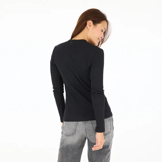 Kerri Rosenthal KR Long Sleeve Rib Tee, Black