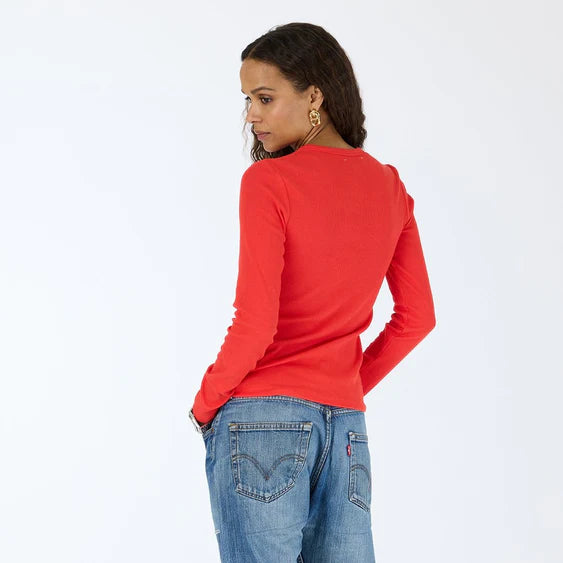 Kerri Rosenthal KR Long Sleeve Rib Tee, Red