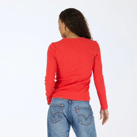 Kerri Rosenthal KR Long Sleeve Rib Tee, Red