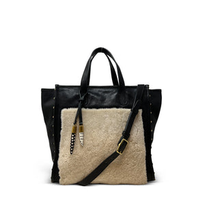 Kempton & Co Ballabriggs Tote - Natural Shearling & Black Leather