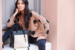Kempton & Co Ballabriggs Tote - Natural Shearling & Black Leather