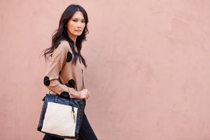 Kempton & Co Ballabriggs Tote - Natural Shearling & Black Leather