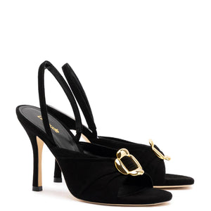 Larroude Mayfair Sandal in Black Suede - Final Sale