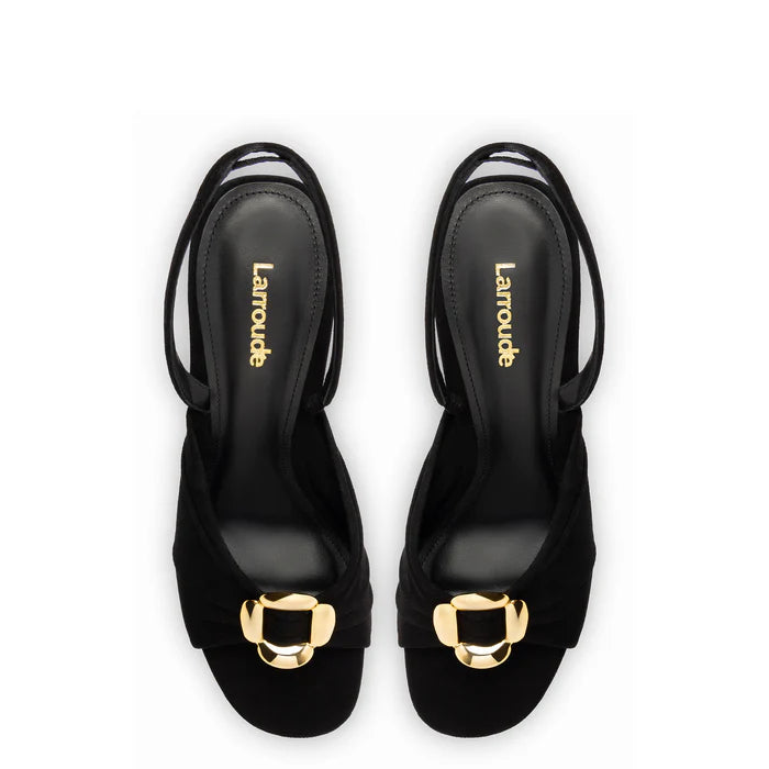 Larroude Mayfair Sandal in Black Suede