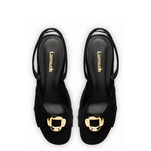 Larroude Mayfair Sandal in Black Suede - Final Sale