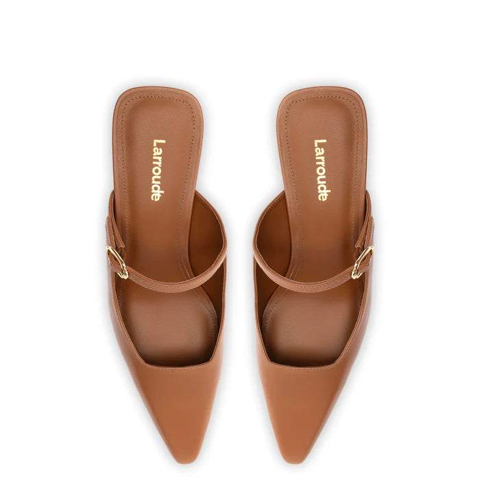 Larroude Ines Mule in Caramel Leather