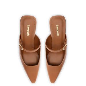 Larroude Ines Mule in Caramel Leather