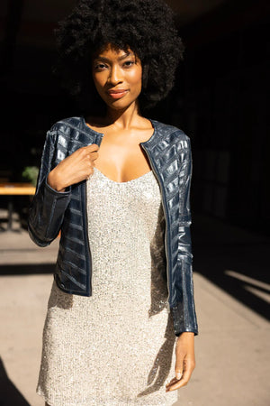 Mauritius Yula Metallic Leather Jacket