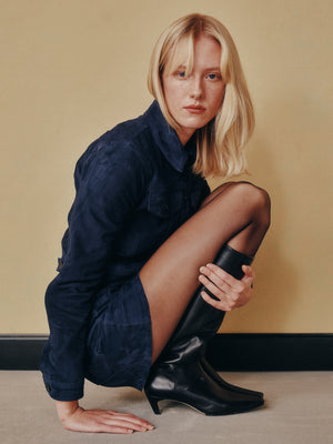 DL1961 Vika Jacket, Navy Suede
