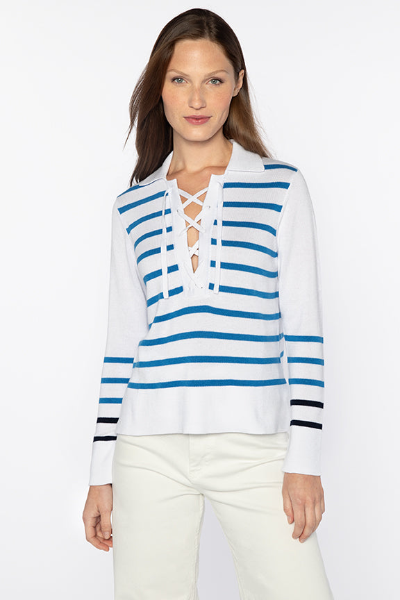 
            
                Load image into Gallery viewer, Kinross Stripe Lace Up Polo
            
        