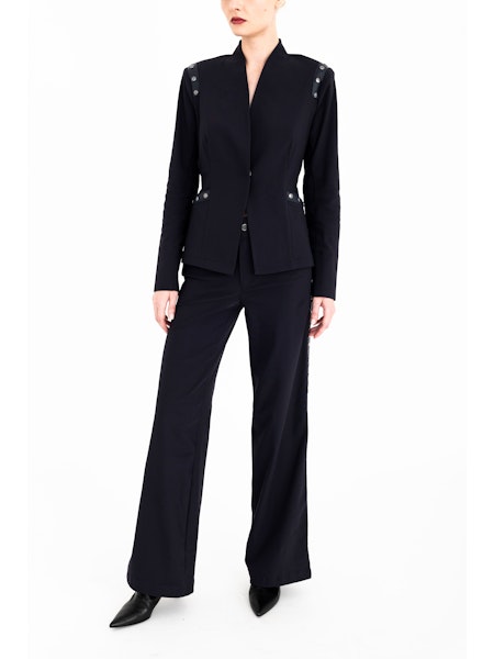 Elaine Kim Cruz Tech Stretch Short Blazer with Studs, Black