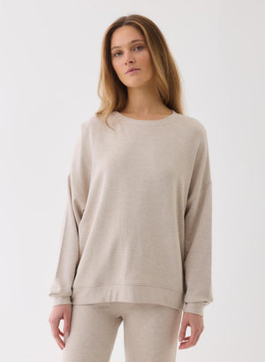 Majestic Filatures French Terry Long Sleeve Crewneck with Banded Bottom