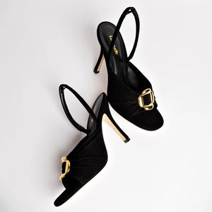 Larroude Mayfair Sandal in Black Suede - Final Sale