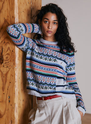 Autumn Cashmere Distressed Fair Isle Crew