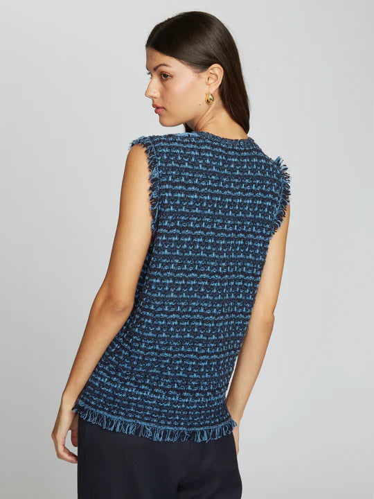 Autumn Cashmere Long Tweed Vest with Fringe