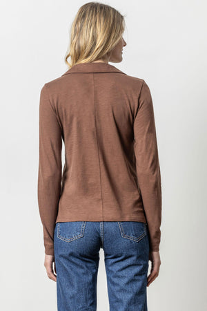 Lilla P Long Sleeve Collared V-Neck