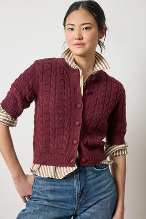 Lilla P Short Sleeve Cardigan Sweater