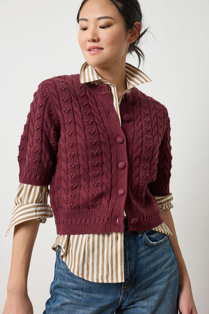 Lilla P Short Sleeve Cardigan Sweater
