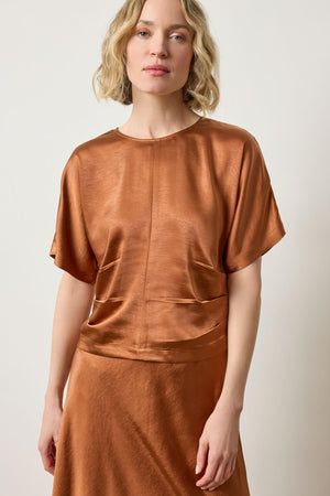 Lilla P Satin Dolman Short Sleeve