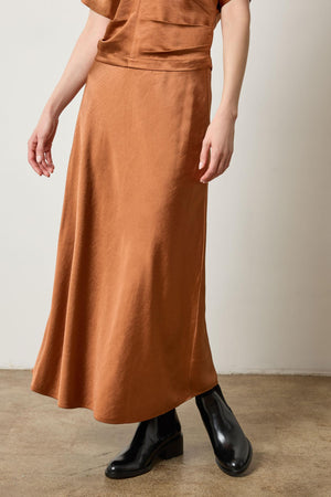 Lilla P Satin Bias Maxi Skirt