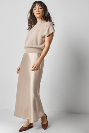 Lilla P Satin Slit Front Skirt