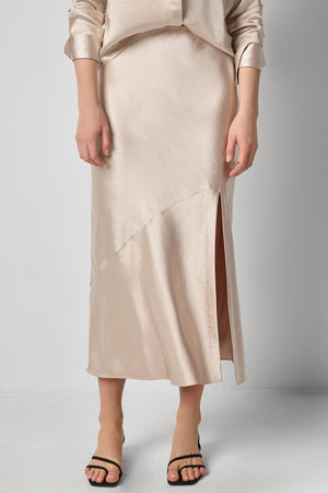 Lilla P Satin Slit Front Skirt