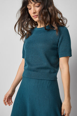 Lilla P Short Sleeve Sparkle Sweater