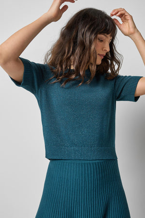 Lilla P Short Sleeve Sparkle Sweater