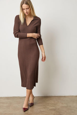 Lilla P Long Sleeve Rib Henley Dress