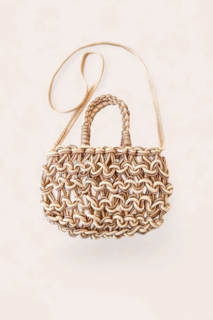 Debbie Katz Paris Metallic Crochet Bag, Cream/Rose Gold
