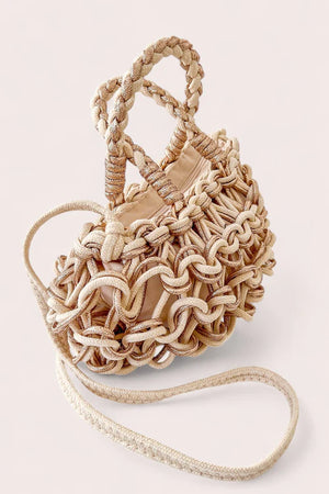 Debbie Katz Paris Metallic Crochet Bag, Cream/Rose Gold