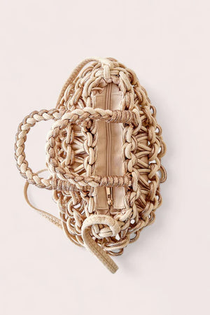 Debbie Katz Paris Metallic Crochet Bag, Cream/Rose Gold