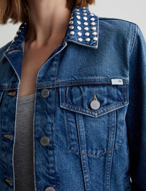 AG Jeans Studded Isa Cropped Trucker Jacket