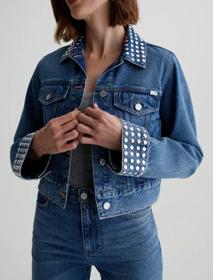 AG Jeans Studded Isa Cropped Trucker Jacket