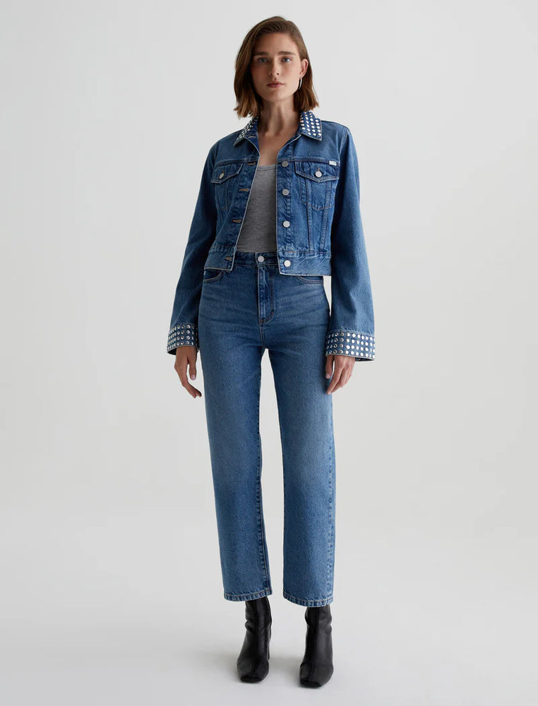 AG Jeans Studded Isa Cropped Trucker Jacket