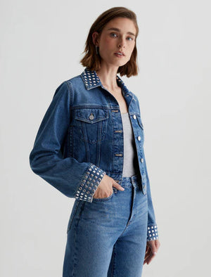 AG Jeans Studded Isa Cropped Trucker Jacket