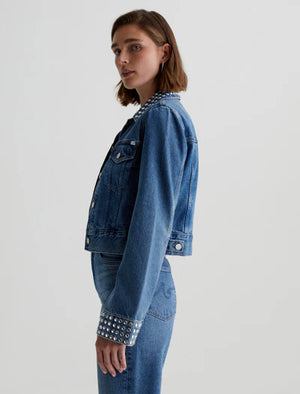 AG Jeans Studded Isa Cropped Trucker Jacket