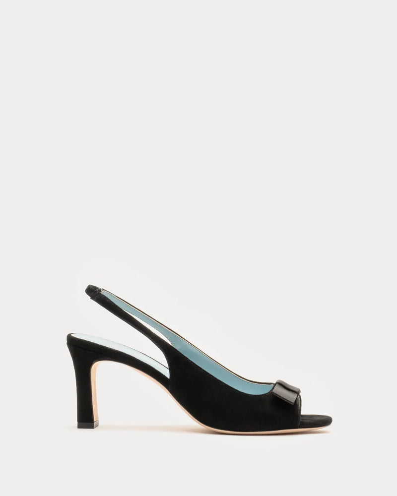 Frances Valentine Reese Suede Slingback with Satin Bow
