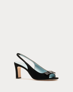 Frances Valentine Reese Suede Slingback with Satin Bow