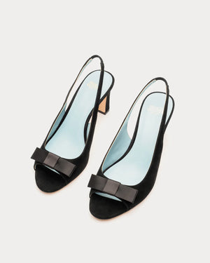 Frances Valentine Reese Suede Slingback with Satin Bow