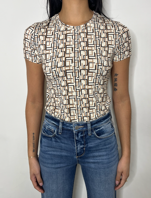 L'Agence Ressi Short Sleeve Crew, Geo Print