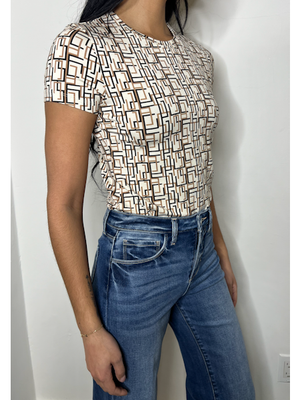 L'Agence Ressi Short Sleeve Crew, Geo Print