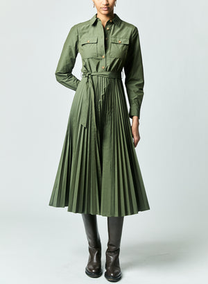 Derek Lam 10 Crosby Kenza Pleated Shirt Dress